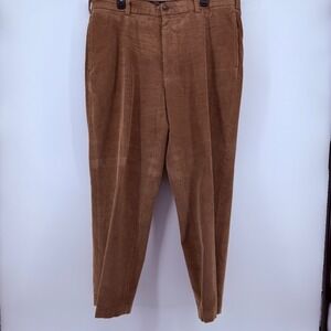 Brooks Brothers Mens Brown‎ Corduroy Pleated Dress Pants 38x30 Cotton Trousers